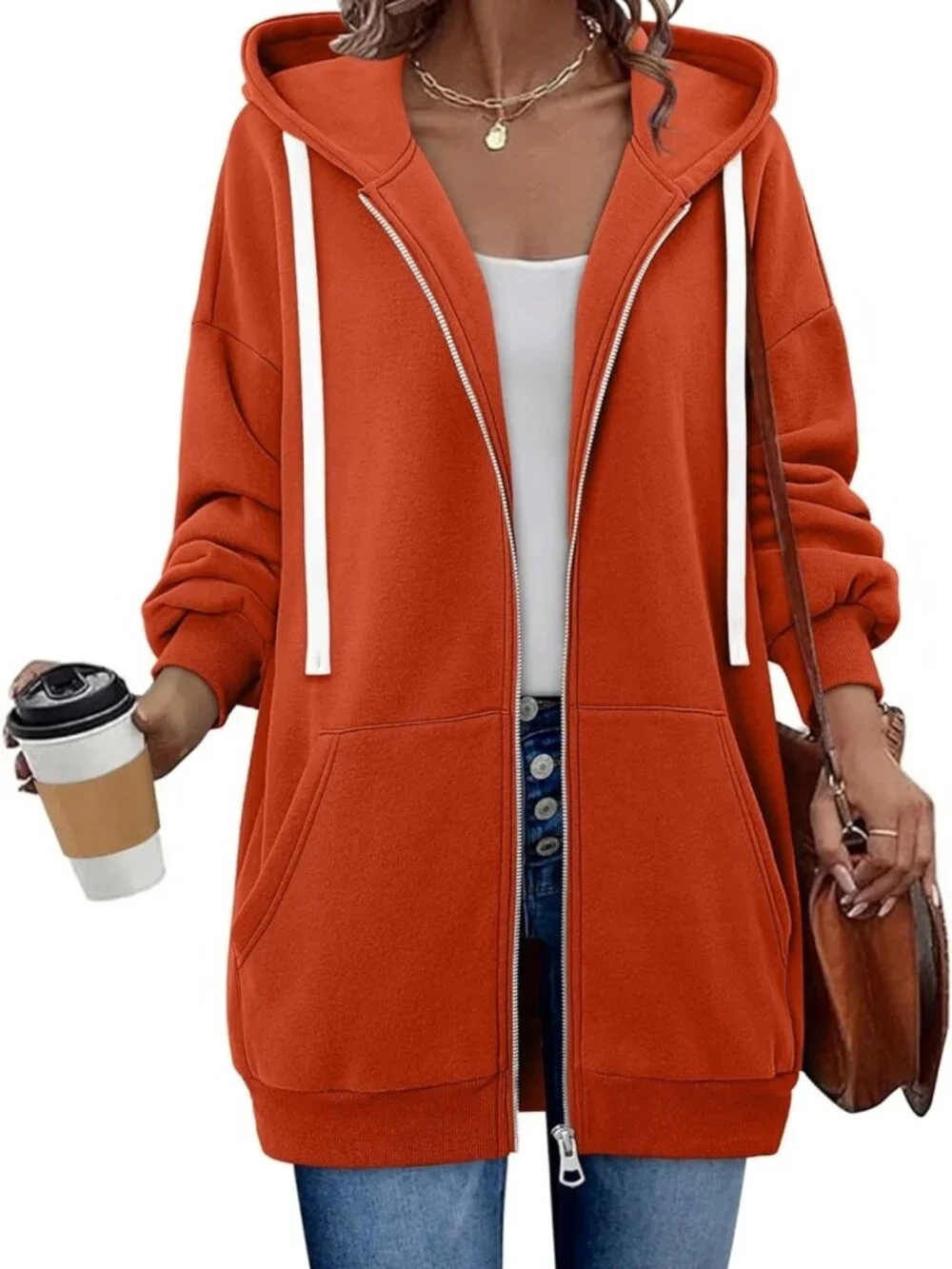 Cozy Y2K Zip Up Hoodie with Drawstring, Fleece Jacket & Pocket - Casual Style